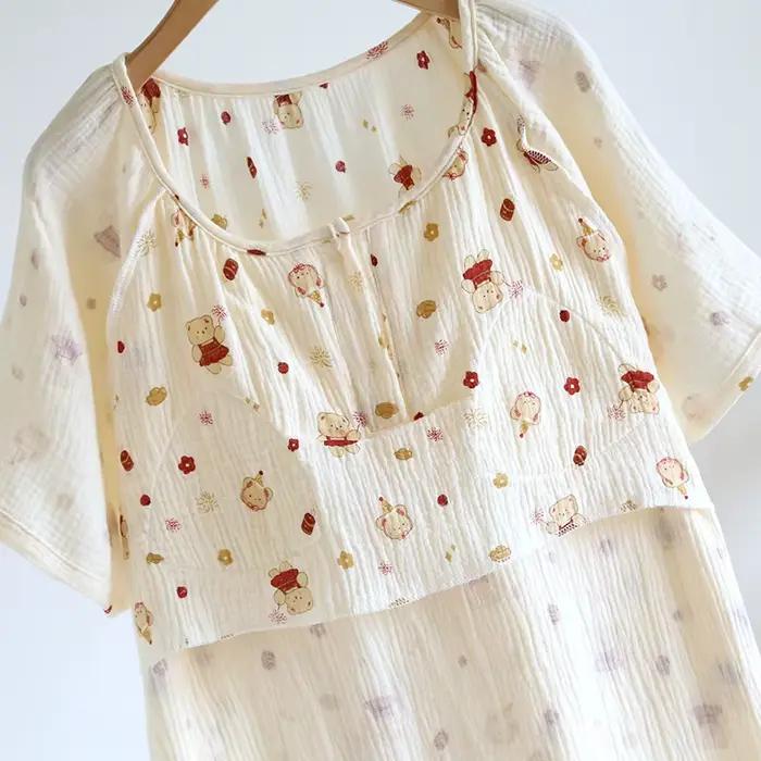 Chemise de nuit en tissu de coton avec coussinet de poitrine