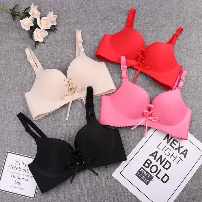 Femmes Push Up soutien-gorge Sexy sans fil Lingerie sans couture brassière intimes sous-vêtements femme profonde V nœud