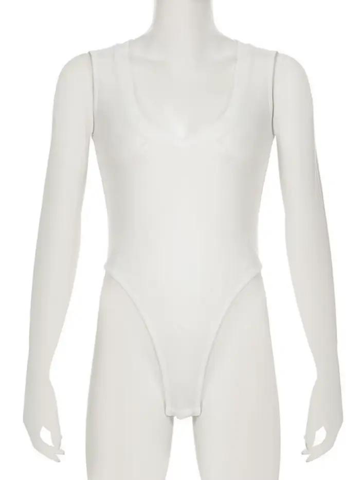 Body couleur unie, col en v
