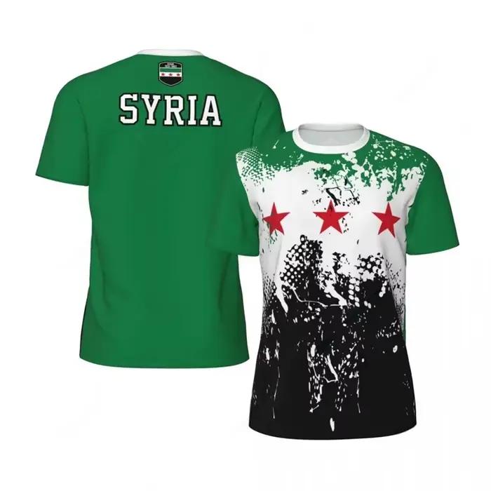 Syrie drapeau Football T-shirt pour hommes mode sport 3D emblème national imprimé T-shirt décontracté surdimensionné unisexe t-shirts syriens hauts