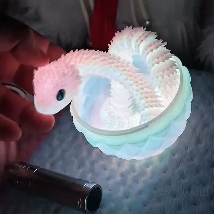 Serpent lumineux imprimé en 3D, 30/60/80cm, Simulation de articulations mobiles, figurines d'action, ornement de bureau pour la maison et le bureau, cadeaux d'anniversaire