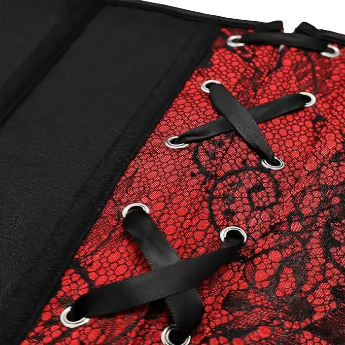 Corset sous-poitrine en dentelle rouge
