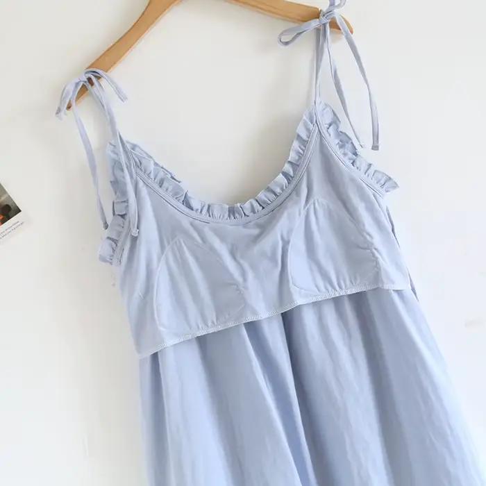 Camisoles pour femmes petites oreilles en bois dos nu vêtements de nuit amples chemise de nuit avec coussinets de poitrine vêtements de maison pour le printemps et l'été
