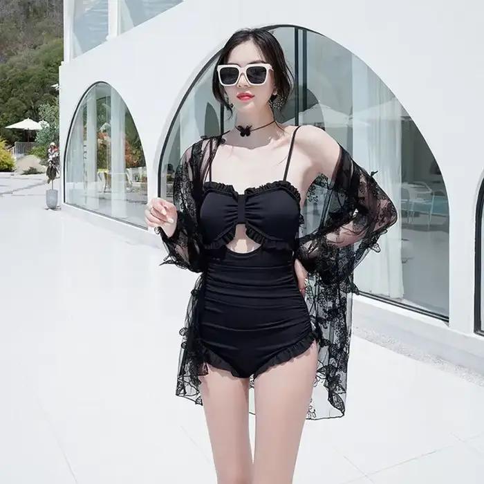 Ensemble bikini taille haute pour femme, maillot de bain chic, confortable, simple, élégant, sexy, dos nu, style coréen, vêtements de plage, vacances, nouveau, 2 pièces