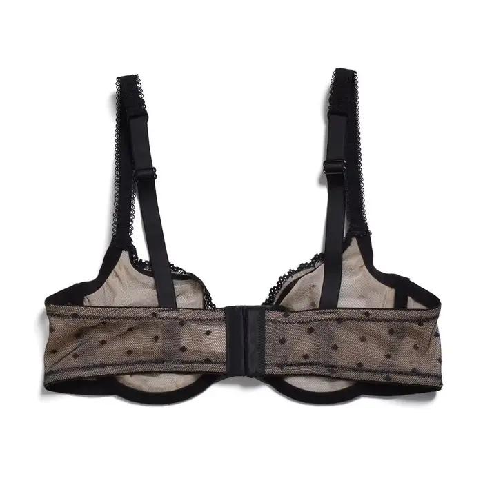 YBCG noir femmes soutien-gorge demi tasse dentelle Lingerie sans doublure à armatures Bralette maille creuse soutien-gorge Transparent pour les femmes grande taille sous-vêtements