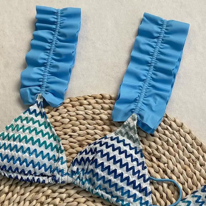 DEBAIOR nouveau ensemble de Bikini Sexy femmes maillot de bain trois pièces avec jupe couvrir bords froissés