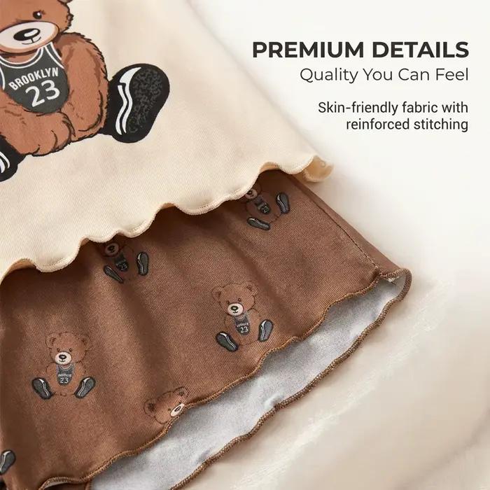 Ensemble pyjama pour femme avec imprimé ours en peluche