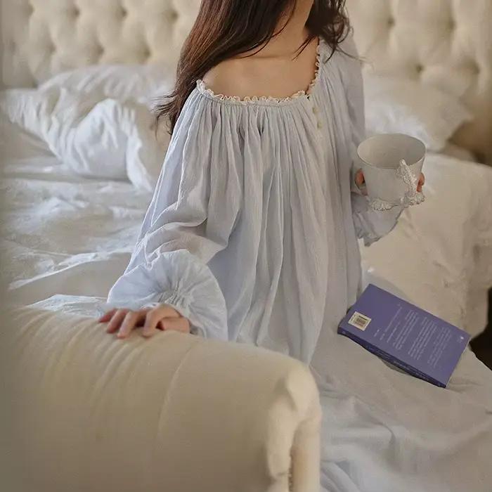 Robe de nuit longue 100 % coton