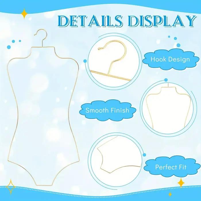 Cintres de lingerie en métal doré 10 pièces – Présentoirs robustes pour maillots de bain et bikini, adaptés au détail et à l'organisation du garde-robe