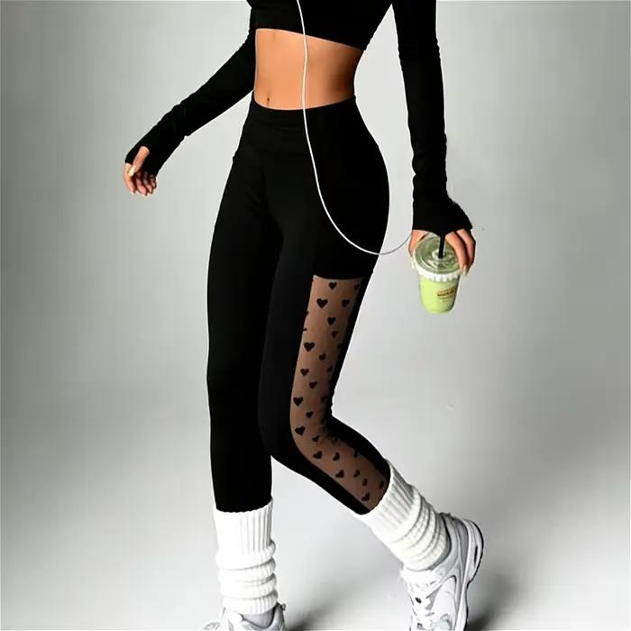 Leggings de sport en dentelle pour femme, sculptants, taille haute, effet push-up fessier, vêtements de course amincissants