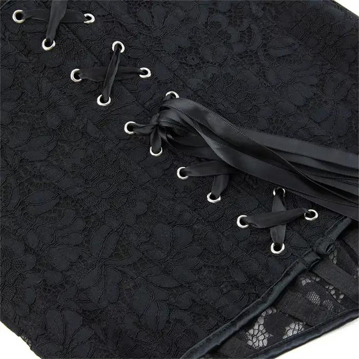 Femmes dentelle florale haut Corset Sexy noir maille Transparent soutien-gorge côté Zip Bustier gilet gothique Spaghetti sangle broderie fête Camis