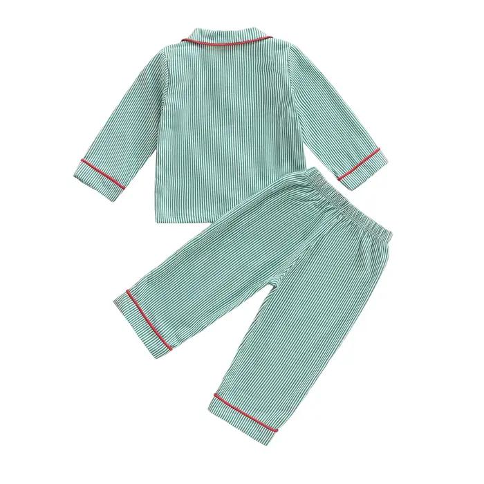 Pyjama de noël pour enfants en bas âge, chemise boutonnée à manches longues, haut et pantalon, ensemble 2 pièces, vêtements de nuit
