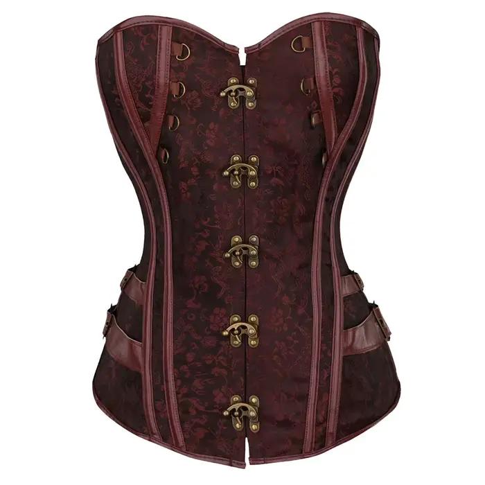 Corset femme Steampunk gaine amincissante Vintage vêtements gothiques corsage Bustier surbuste Burlesque Goth taille à lacets Corselet