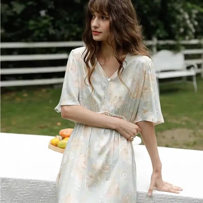Robe de nuit longue en viscose pour femme