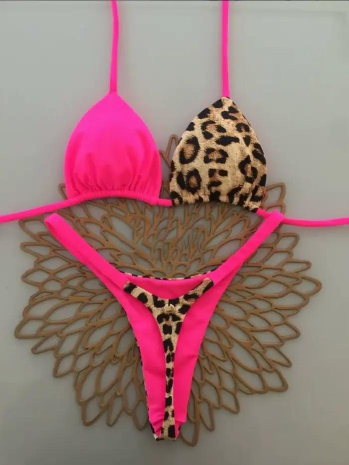 Ensemble Bikini brésilien Sexy Push Up maillot de bain deux pièces Triangle cravate côté bas plage vêtements de