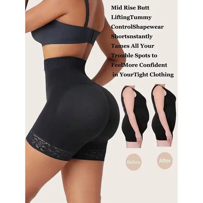 Shorty gainant taille haute à haute compression avec fermeture éclair