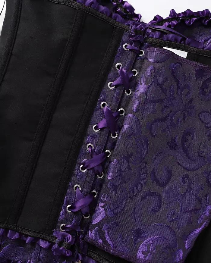 Corset violet jacquard à encolure cœur