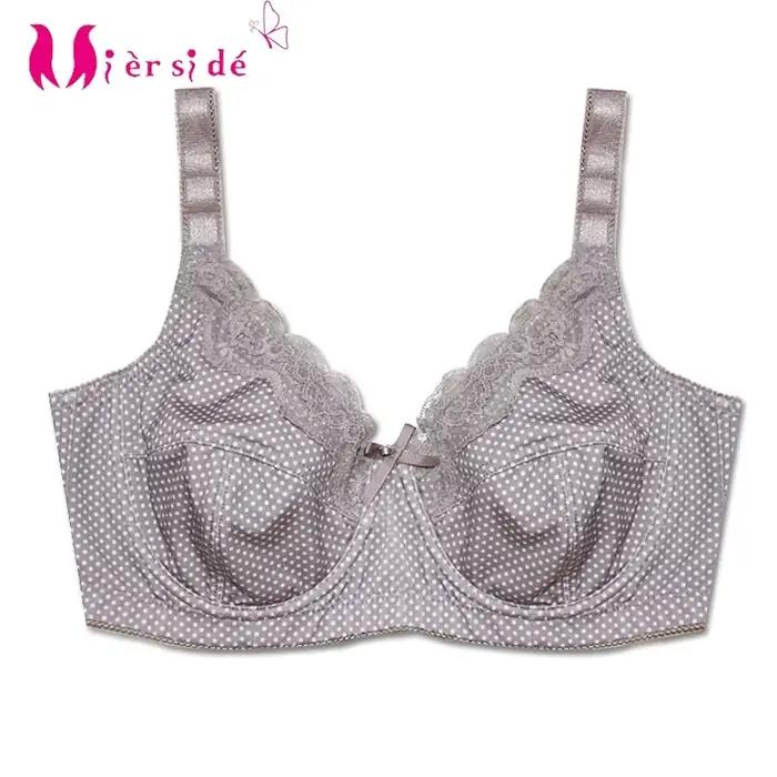 Soutien-gorge Femme Grande Taille Mode À Pois Élégant Pour Occasions Spéciales Couleurs Gris Noir Marron Taille C à G