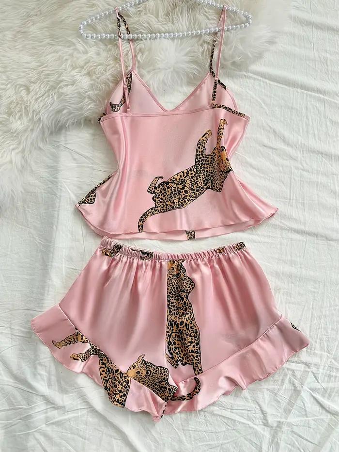 Ensemble pyjama 2 pièces imprimé léopard