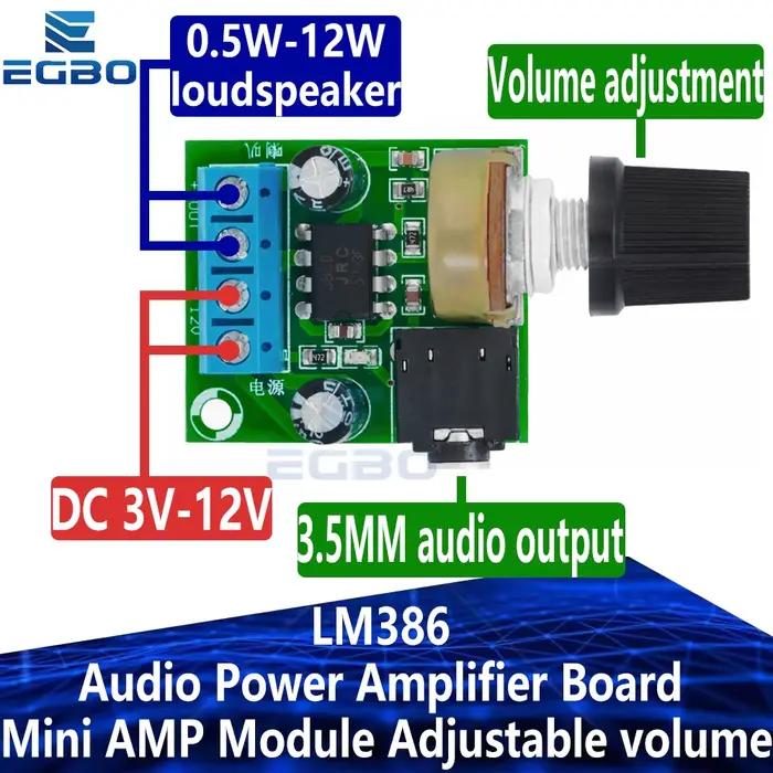 EGBO – carte amplificateur de puissance Audio LM386, DC 3V ~ 12V 5v, Mini Module AMP, volume réglable, nouvel arrivage, 1 pièce