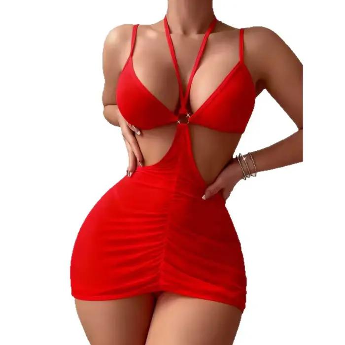 Lingerie transparente sexy pour femmes, sous-vêtements, tentation, vêtements de nuit, robe en dentelle, babydoll, culottes, ensemble de pyjamas, nuisette pour femmes adultes