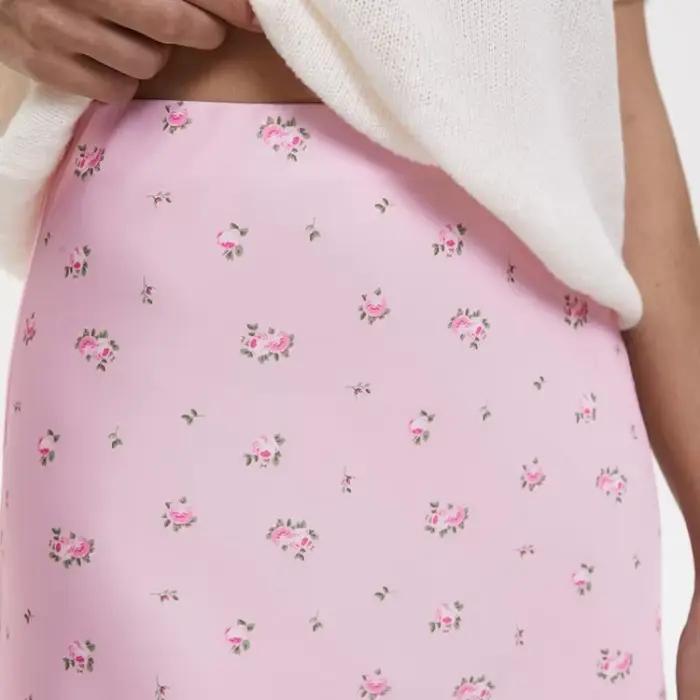 Jupe moulante en Satin imprimé Floral pour femmes, élégante, Y2K, taille haute, Slim, longue, sirène, pour le travail, le bureau, queue de poisson