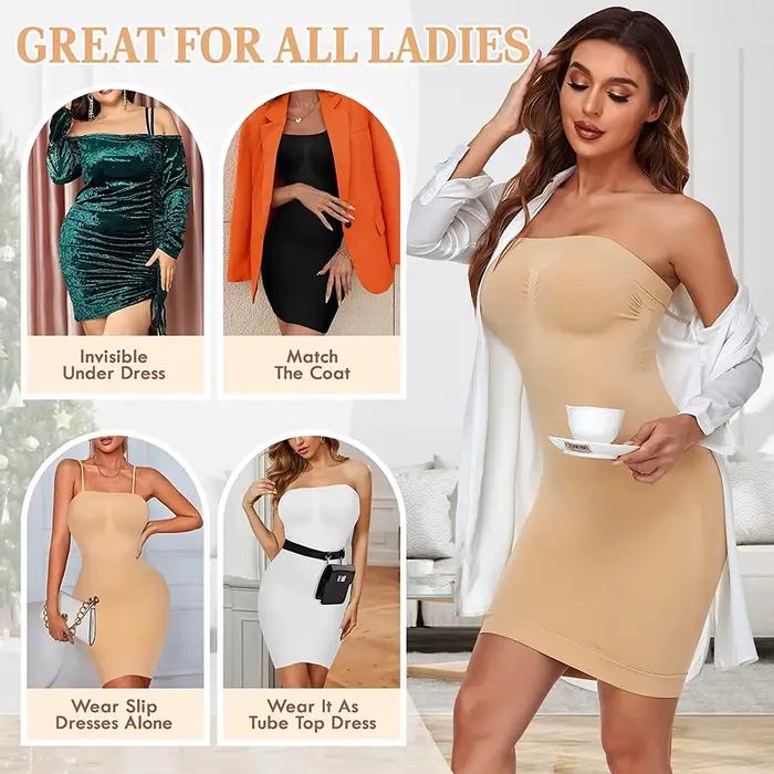 Sous-robe gainante sans bretelles pour femme