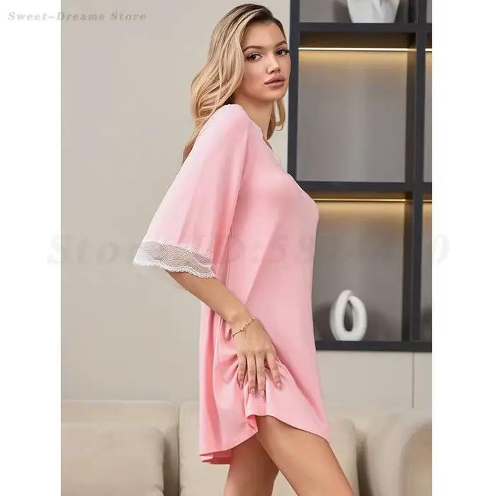 Vêtements de nuit pour femmes Sexy dentelle col en v chemise