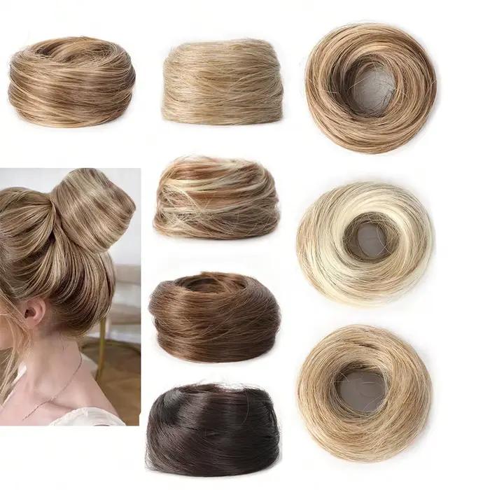 Perruque Updo synthétique facile à porter, Chignon lisse et élégant avec élastique, postiche queue de cheval en Fiber résistante à la chaleur