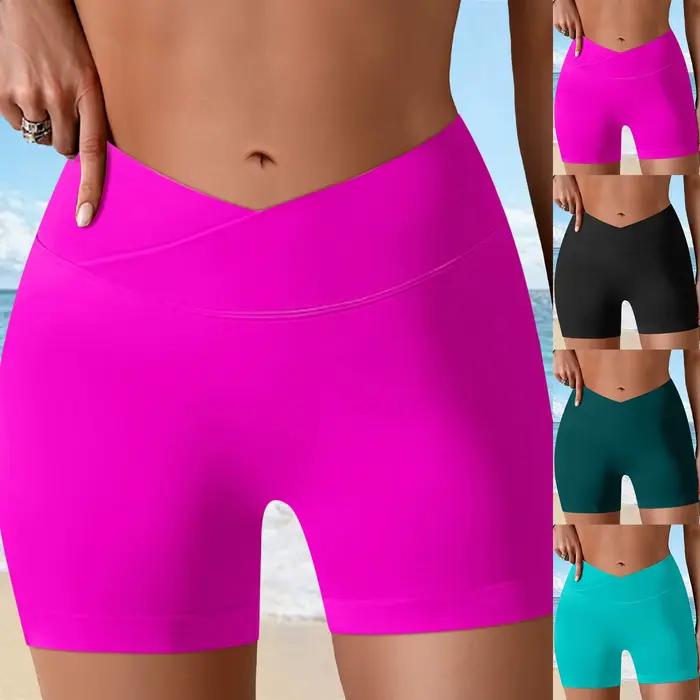 Short de bain amincissant taille haute pour femme, effet galbant et liftant, idéal pour la plage et la natation en été