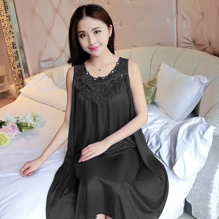 Robe de nuit en satin pour femme