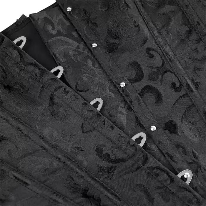Corset bandeau en jacquard noir à motifs