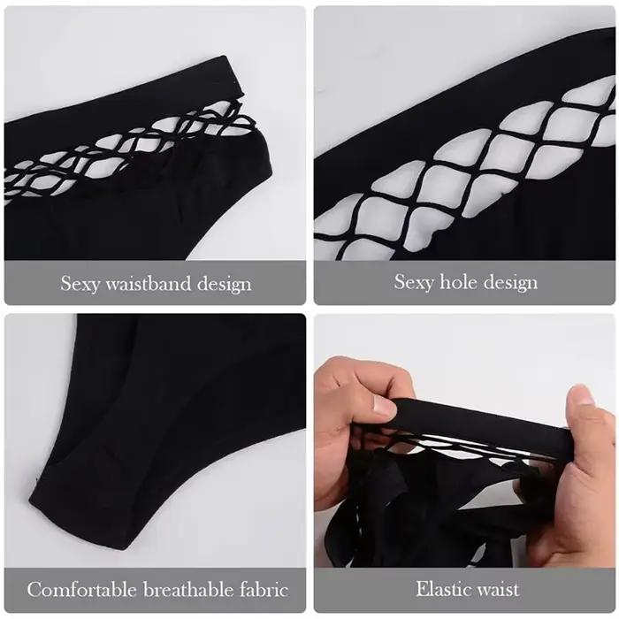 Culotte string ajourée en maille pour femme