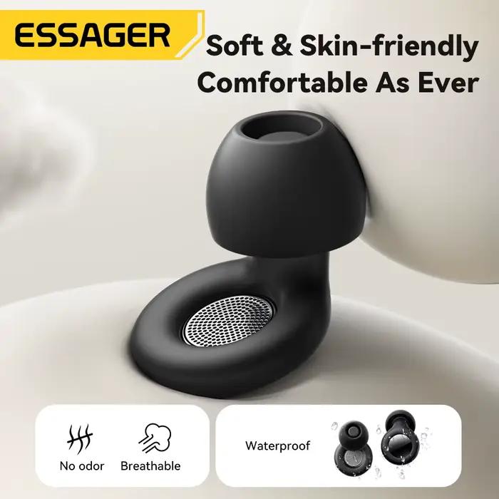 Essager Bouchons d'oreille en silicone Bouchons d'oreille réutilisables avec étui de rangement Bouchon d'oreille anti-bruit souple pour les concerts de sommeil Travail