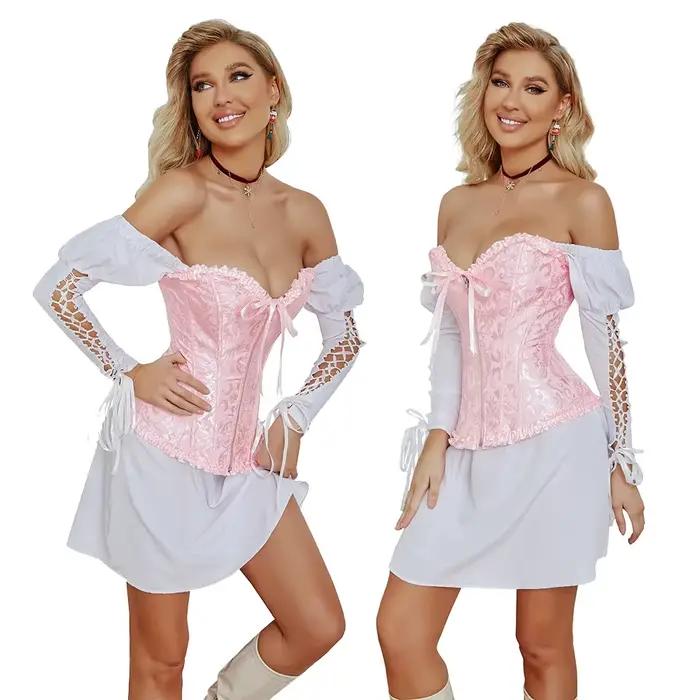 Corset victorien Jacquard avec fermeture éclair