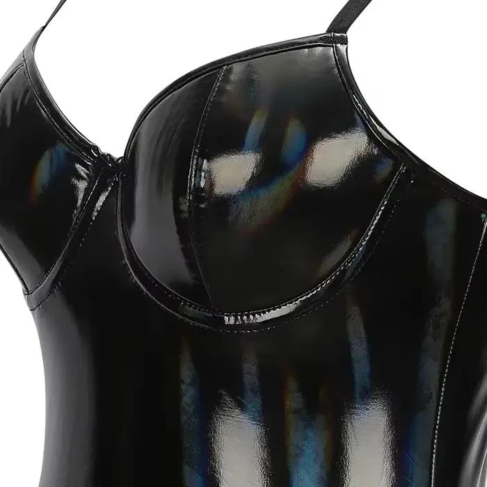 Corset gothique Punk, Bustier, soutien-gorge à armatures, Push Up, body pour femmes, extensible, solide, sous-vêtements en cuir PU, vêtements modelants