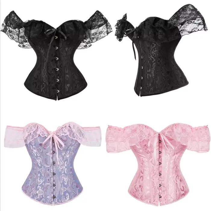 Haut corset en dentelle à épaules dénudées pour femme