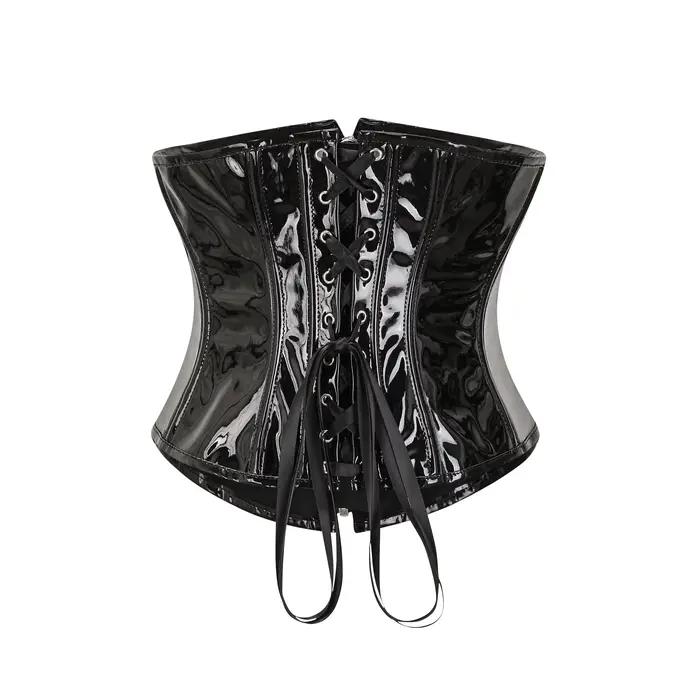 Corset Gothique Steampunk pour Femme en Cuir PU Brillant PVC