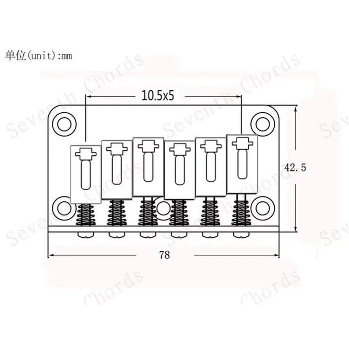 Ensemble de dégager à roulettes JEBridge électrique, charge par le haut ou cordes à travers le corps, or, chrome, noir, accessoires, 78mm, 6 cordes