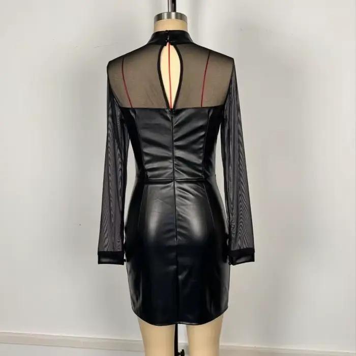 Robe de soirée en cuir noir épicé pour femmes