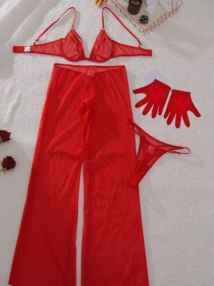 Lingerie anneau en acier soutien-gorge sous-vêtements ensembles exotiques transparents