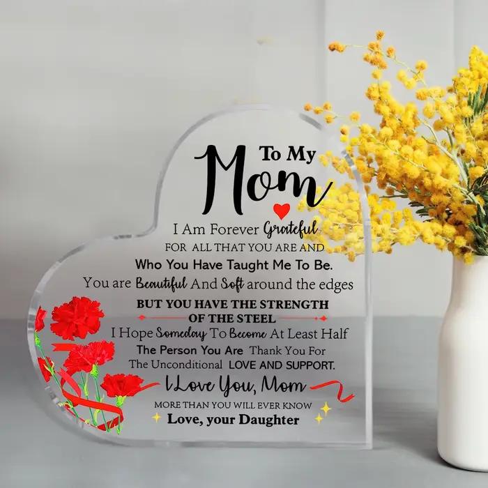 Cadeau maman de fille, cadeau pour maman Noël Anniversaire Fête des Mères, Maman Je t'aime maman plus que vous ne connaître jamais Citation Acryli