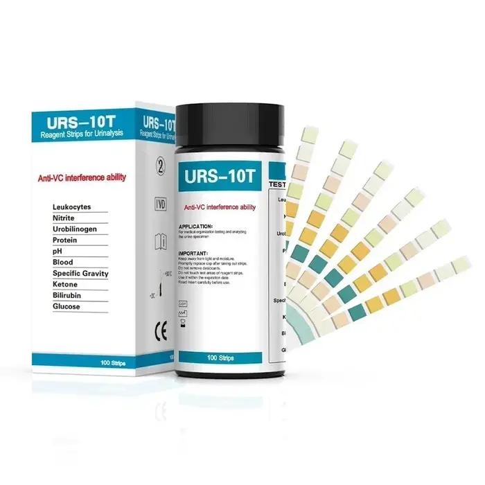 Bandelettes de test d'urine 14 en 1, analyse d'urine UTI pour galvanopien, bilirubin, cétone, nitrite, leucocytes, gravité spécifique, pH, acide ascorbique