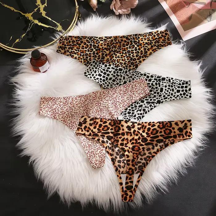 Lingerie Sexy culotte femme léopard sans couture sous-vêtements féminins tentation tongs femmes sport string dames Fitness G-String chaud