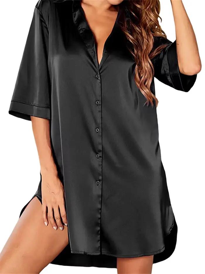 Chemises de nuit de couleur unie pour femmes