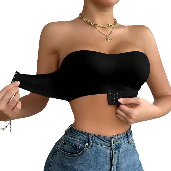 Soutien-gorge sans bretelles sans fil pour femme, antidérapant, à boucle frontale, sexy, dos nu, en nylon, confortable et respirant