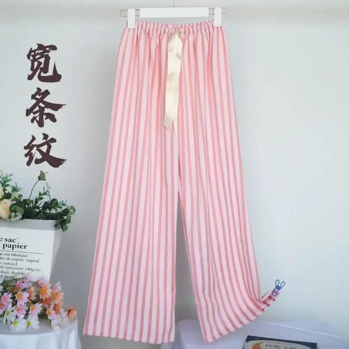 Mode rayé pyjama pantalon pour femmes doux ceinture printemps vêtements de nuit pour enfants