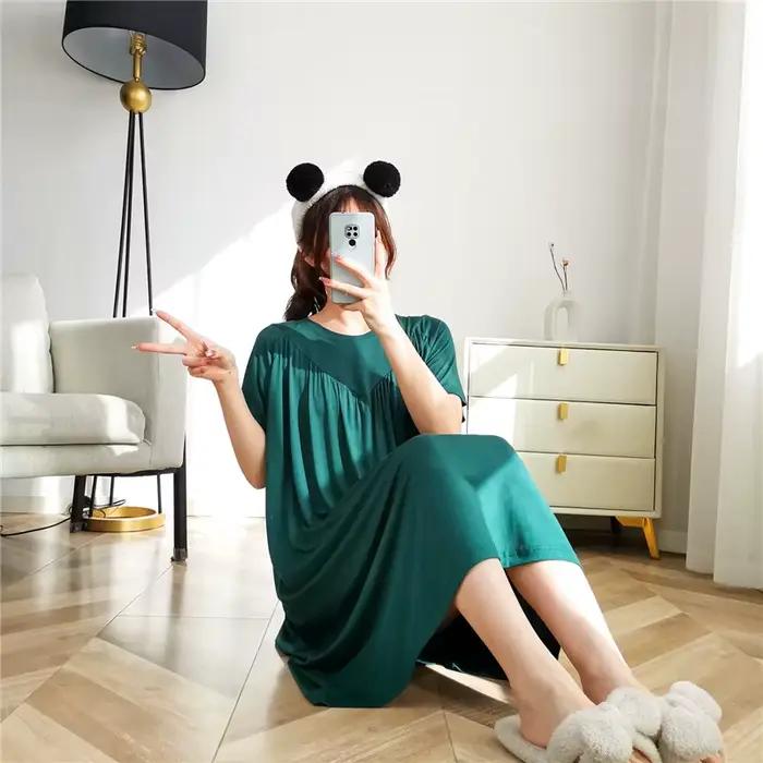 Net rouge nouveau Modal robe de nuit femmes printemps été chemises
