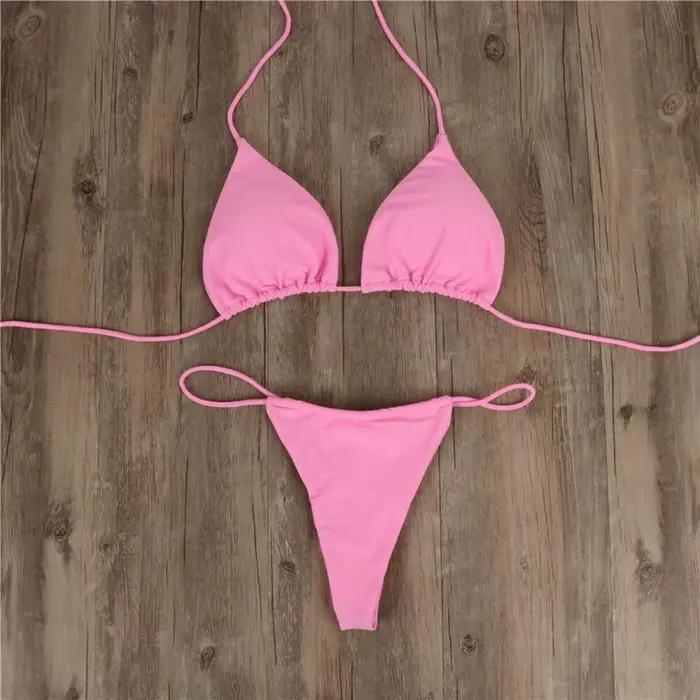 Maillots de bain bikini pour femmes - Maillots de bain style vacances à la plage et spa - Maillots de bain à bretelles fines et tressées pour poitrines grandes et petites