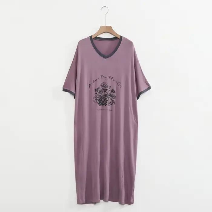 Vêtements de nuit femme dessin animé imprimé chemise